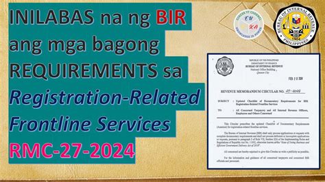 2024 BIR CHECKLIST OF DOCUMENTART REQUIREMENTS.